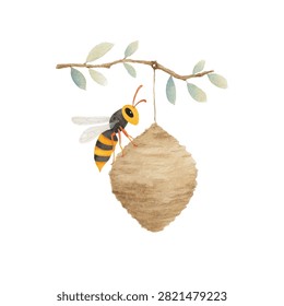 Wasp on a nest hanging