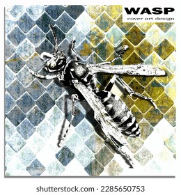 wasp on textured background. cover art design