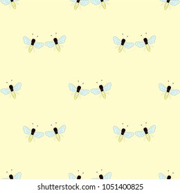 wasp pattern seamless pattern yellow background vector illustration 