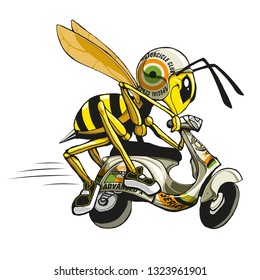 Wasp riding a scooter