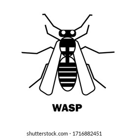 Wasp. Simple black and white icon, logo. Vector illustration