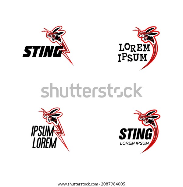 Wasp Sting Insects Set Logos Cartoon Stock Vector (Royalty Free) 2087984005