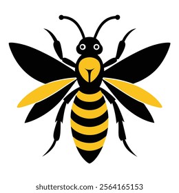 wasp vector art illustration on white background