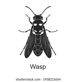 Wasp vector black icon. Vector illustration pest insect wasp on white background. Isolated black illustration icon of pest insect.