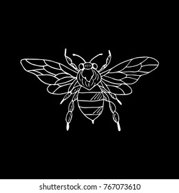 Wasp vector illustration. Doodle style. Design, print, decor, textile, paper