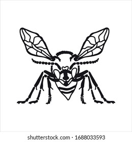 
Wasp vector line drawing. Monochrome. Logo, minimalism.