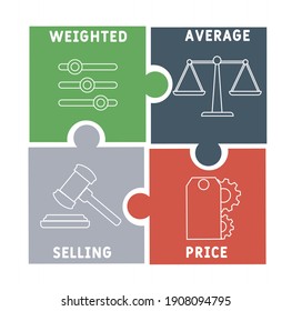 WASP - Weighted Average Selling Price acronym. business concept background.  vector illustration concept with keywords and icons. lettering illustration with icons for web banner, flyer, landing page