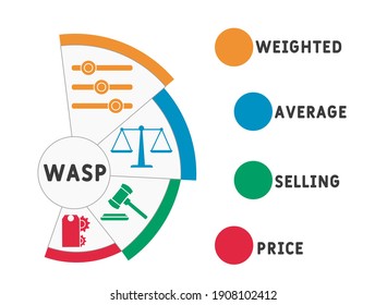 WASP - Weighted Average Selling Price acronym. business concept background.  vector illustration concept with keywords and icons. lettering illustration with icons for web banner, flyer, landing page