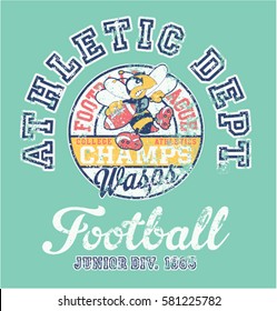 Wasps american football team athletic department  -  vector  artwork for baby and kid wear grunge effect in separate layer