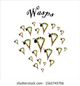 Wasps vector illustration, abstraction EPS10