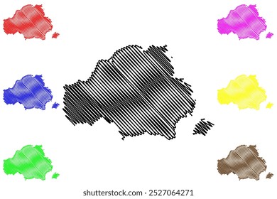 Wasseramt District (Switzerland, Swiss Confederation, Canton of Solothurn or Soleure) map vector illustration, scribble sketch Bezirk Wasseramt map