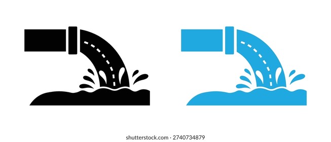 Wastage water vector glyph flat icon. Sewage icons, black line art and clipart vector logo