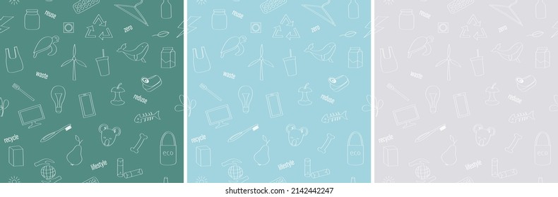 Waste 3 pc seamless vector patterns collection