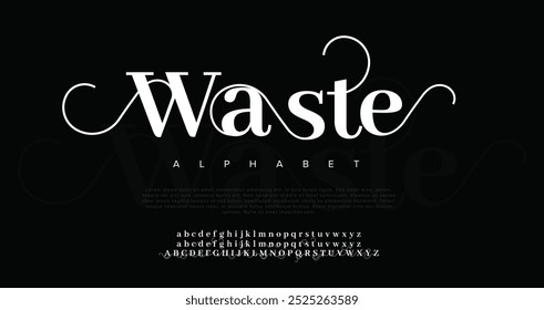 Waste abstract minimal modern alphabet fonts. Typography technology vector illustration