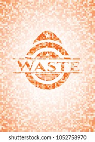  Waste abstract orange mosaic emblem