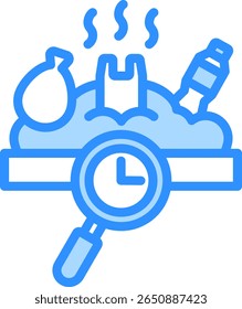 Icono de análisis de residuos Ilustración vectorial de color azul