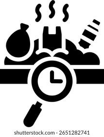 Ilustración vectorial de glifos de iconos de análisis de residuos