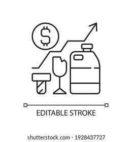 Waste analytics linear icon. Waste management process. Economic and environmental aspects. Thin line customizable illustration. Contour symbol. Vector isolated outline drawing. Editable stroke