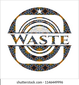 Waste arabic emblem background. Arabesque decoration.