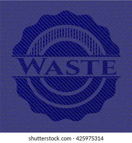 Waste badge with denim background