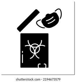 Waste bag glyph icon. Infection bag. Medical waste utilization. Dangerous. Medical PPE concept. Filled flat sign. Isolated silhouette vector illustration