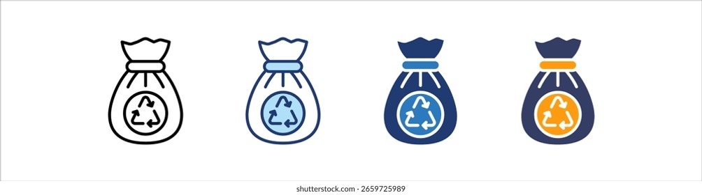 Conjunto de iconos de bolsas de basura Colección de estilo múltiple