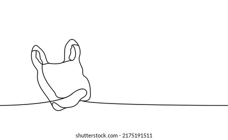 Waste bag one line continuous drawing. Plastic bag continuous one line illustration. Vector minimalist linear illustration.