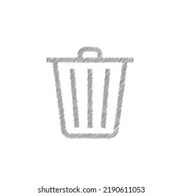 Icono vectorial de boceto gris de la canasta de desechos. Icono de doodle dibujado a mano en la papelera
