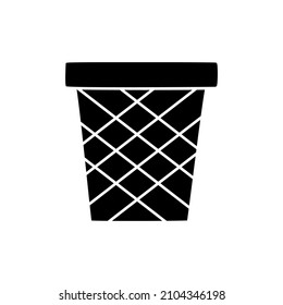 Waste basket Icon in black flat glyph, filled style isolated on white background