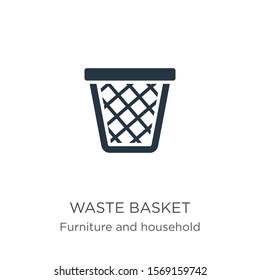 Waste basket icon vector. Trendy flat waste basket icon from furniture and household collection isolated on white background. Vector illustration can be used for web and mobile graphic design, logo, 