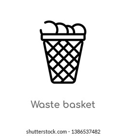 waste basket vector line icon. Simple element illustration. waste basket outline icon from furniture and household concept. Can be used for web and mobile