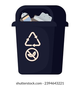 waste bin black recycle isolated vector