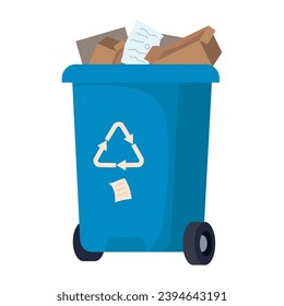 waste bin blue recycle vector isolated