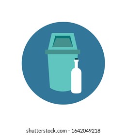 waste bin with bottle icon vector illustration design