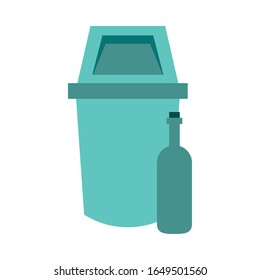 waste bin with bottle icon vector illustration design