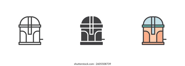 Waste bin different style icon set. Line, glyph and filled outline colorful version, outline and filled vector sign. Trash can symbol, logo illustration. Vector graphics