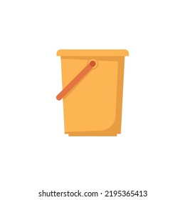 Waste bin with handle, isolated plastic bucket for discharge and litter. Container for rubbish, cleaning and tidying up. Devices for household chores. Vector in flat style