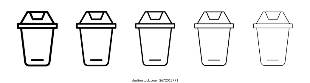 Concepto de letrero plano lleno de iconos de papelera para Diseño web.
