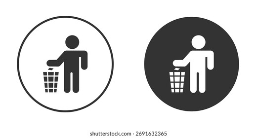 Ilustraciones planas del icono del cubo de basura. Arte vectorial.