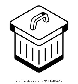 Icono de cubo de basura en diseño de línea.