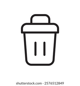 Waste Bin icon Outline vector for web ui