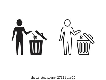 Vector del icono del cubo de basura, utilice el cubo para desechar los desechos, colección del sistema del logotipo para el App del Web
Señalización para indicar
