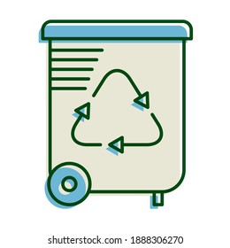 waste bin with recycle arrows ecology line and fill icon vector illustration design