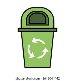 waste bin with recycle arrows vector illustration design