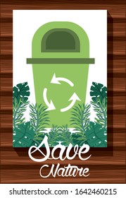 waste bin with recycle arrows vector illustration design