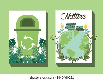 waste bin with recycle arrows vector illustration design