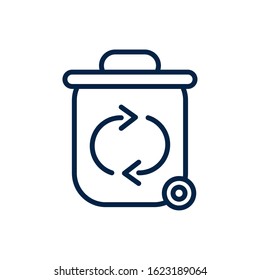 waste bin recycle ecology environment icon linear vector illustration