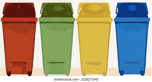 Waste Bin, Recycle, Trash, Clean, Container, Garbage Illustration Vector Cartoon Drawing