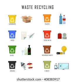 Waste bin set vector illustration. Vector Recycle Bin Trash and Garbage icon set