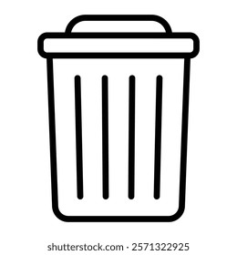 Waste Bin Vector Line Icon Design